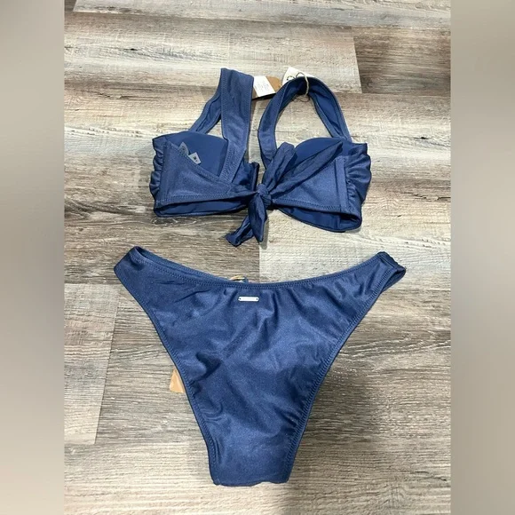 Berlook Bikini Bundle NWT Size M – Blue & Navy Ring Detail Swimsuits - Picture 3 of 6